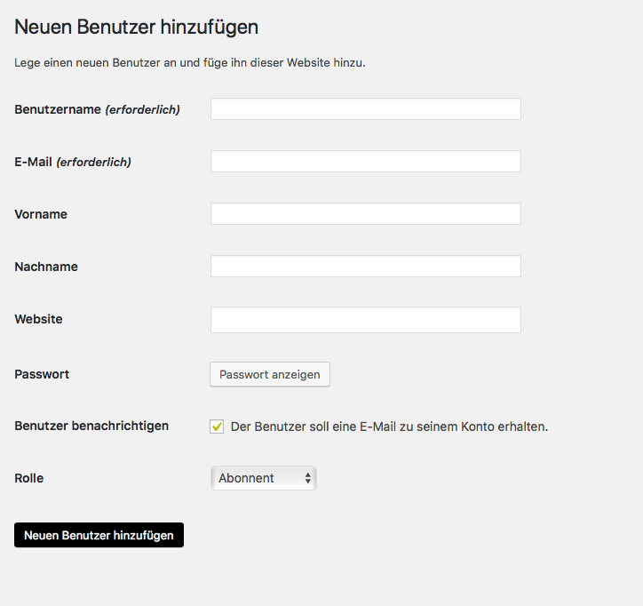 wordpress benutzer hinzufuegen